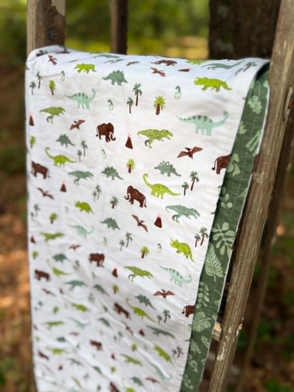 Dinosaur Flannel Blanket | Handmade Baby Blanket | Personalized Gift