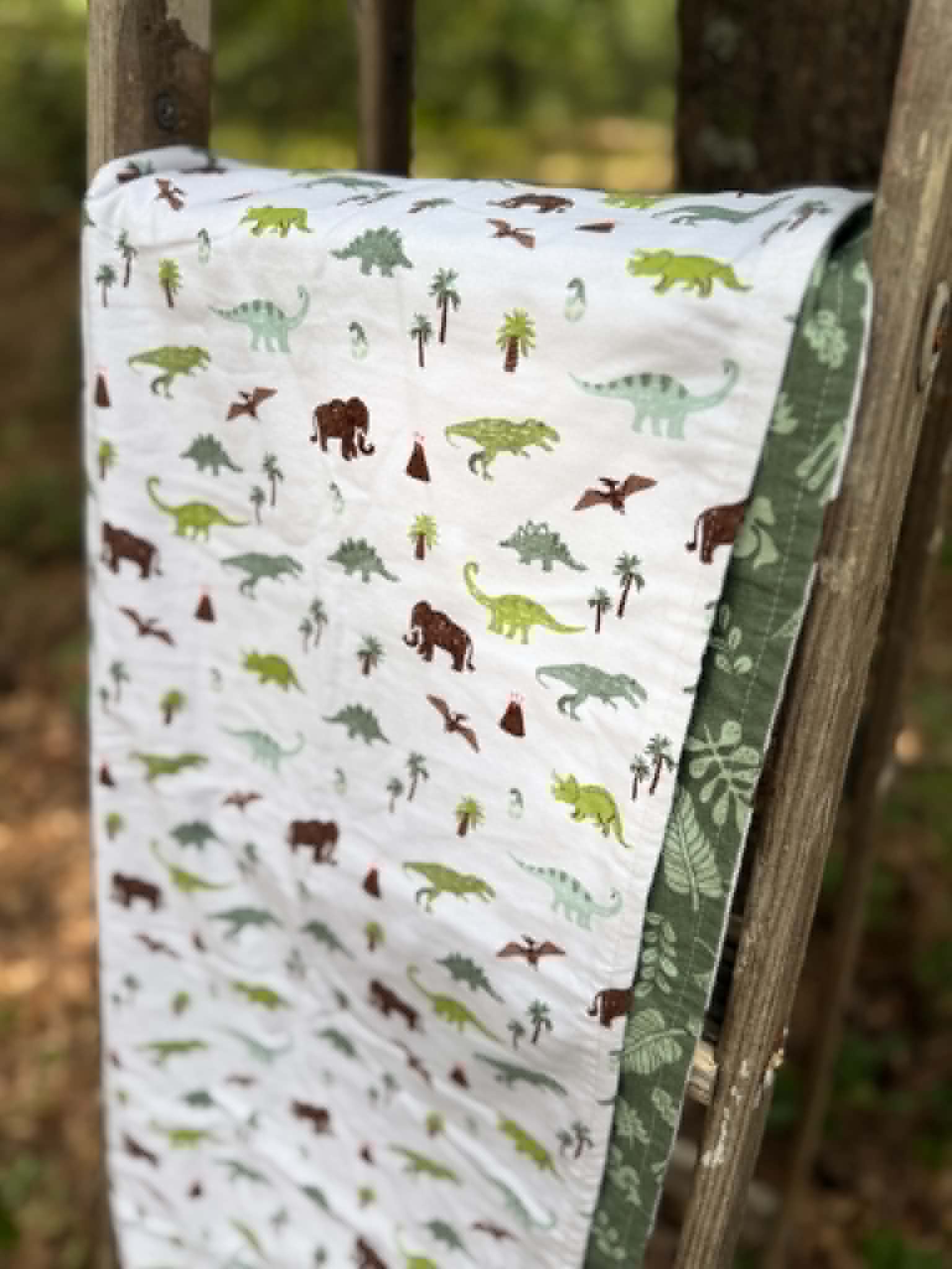 Dinosaur Flannel Blanket | Handmade Baby Blanket | Personalized Gift