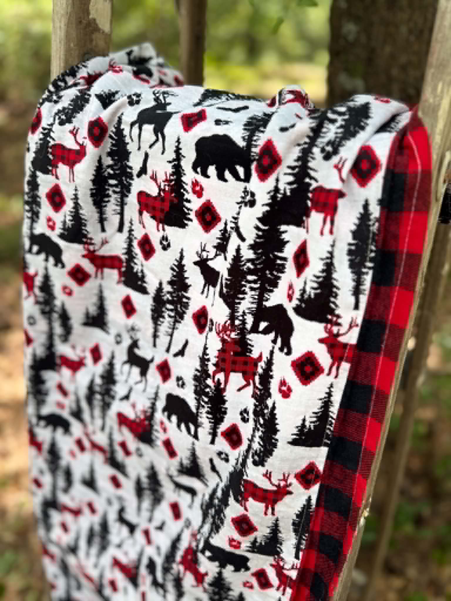 Buffalo Plaid Woodland Minky Blanket | Handmade Baby Blanket | Personalized Gift