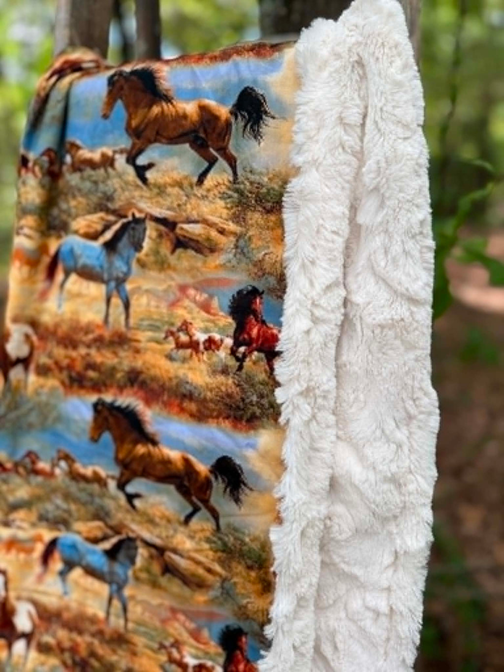 Wild Horse Minky Blanket | Handmade Baby Blanket | Personalized Gift