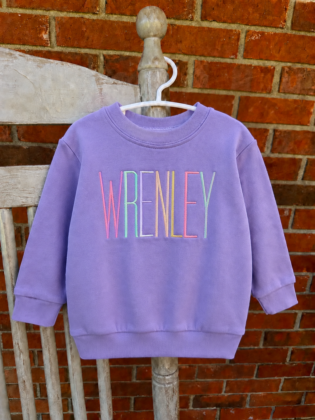 Personalized Girls Purple Sweatshirt, Embroidered Name Crewneck, Custom Toddler Fall Outfit, Personalized Girls Gift