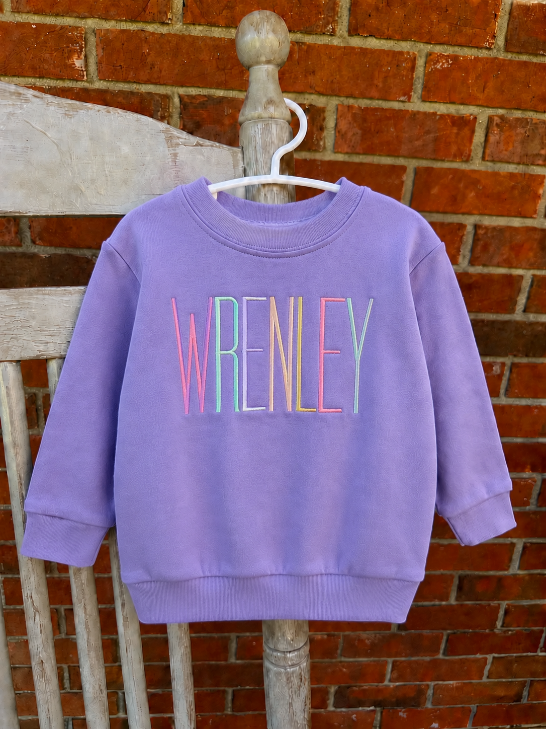 Personalized Girls Purple Sweatshirt, Embroidered Name Crewneck, Custom Toddler Fall Outfit, Personalized Girls Gift