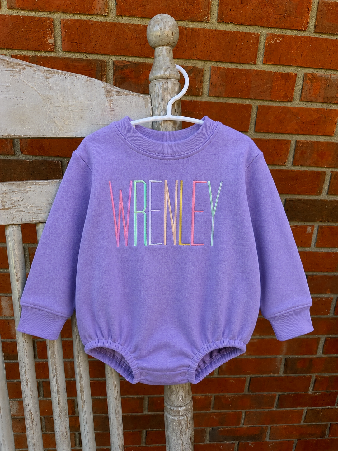 Personalized Girls Bubble Romper, Embroidered Name Romper, Purple Toddler Outfit, Custom Baby Girl Fall Clothing
