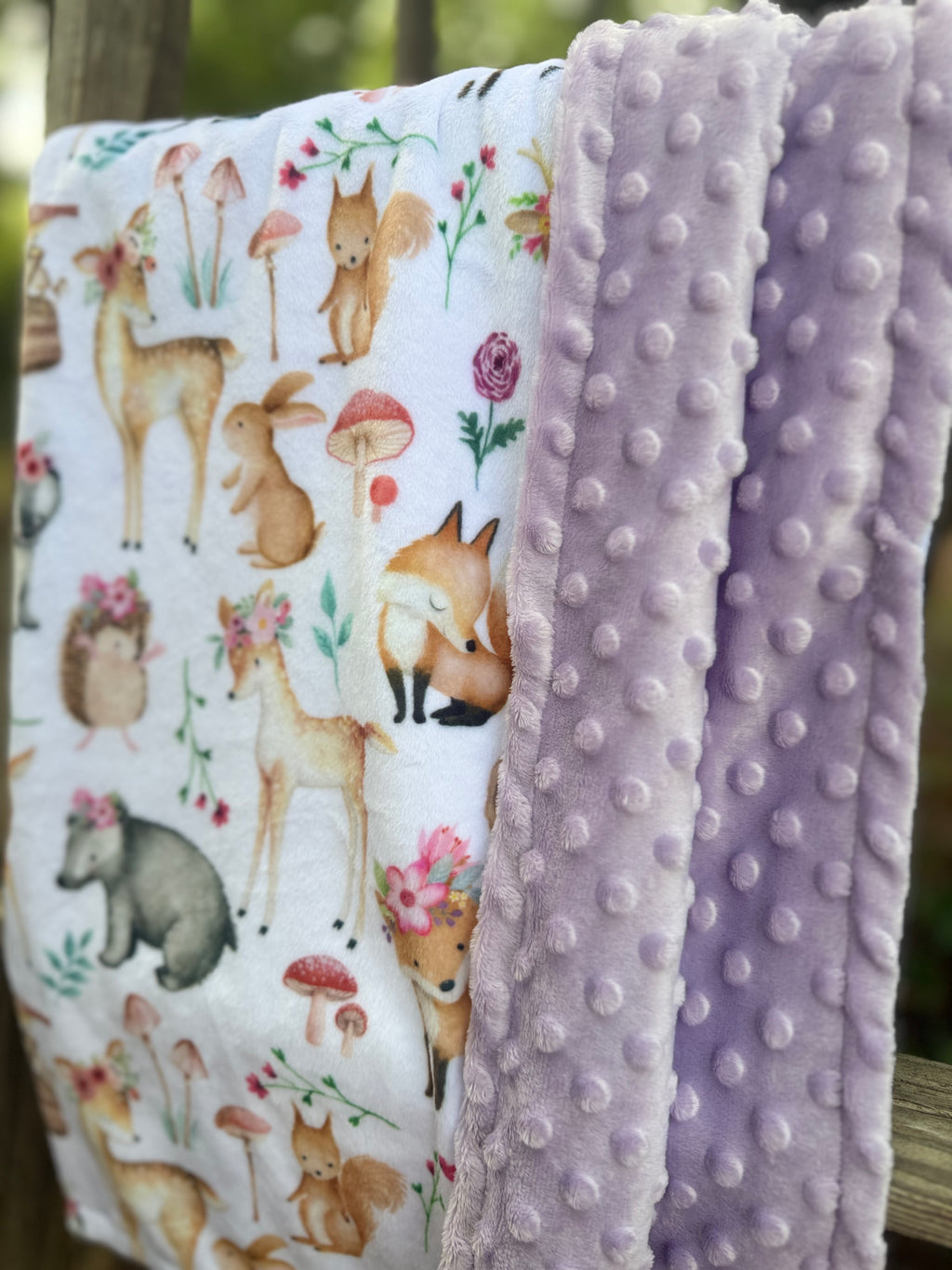 Woodland Girls | Double Sided Minky Blanket | Handmade Baby Blanket | Personalized Gift
