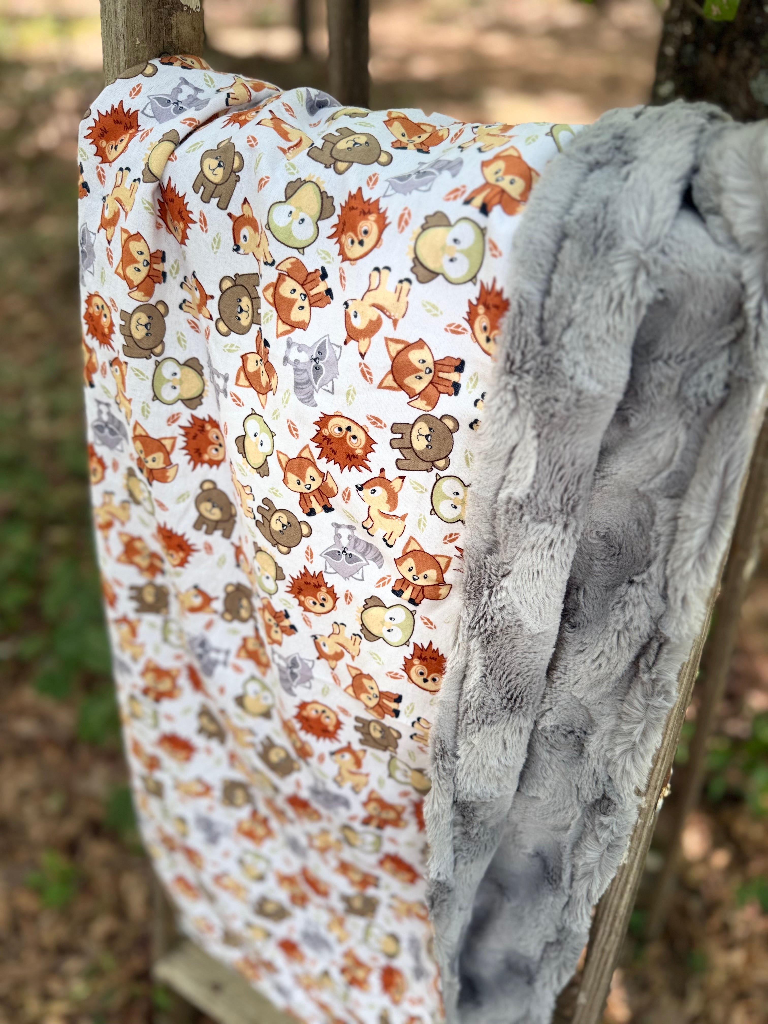 Woodland Animals | Minky Blanket | Handmade Baby Blanket | Personalized Gift