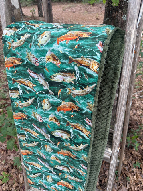 Deep Sea Fishing | Minky Blanket | Handmade Baby Blanket | Personalized Gift