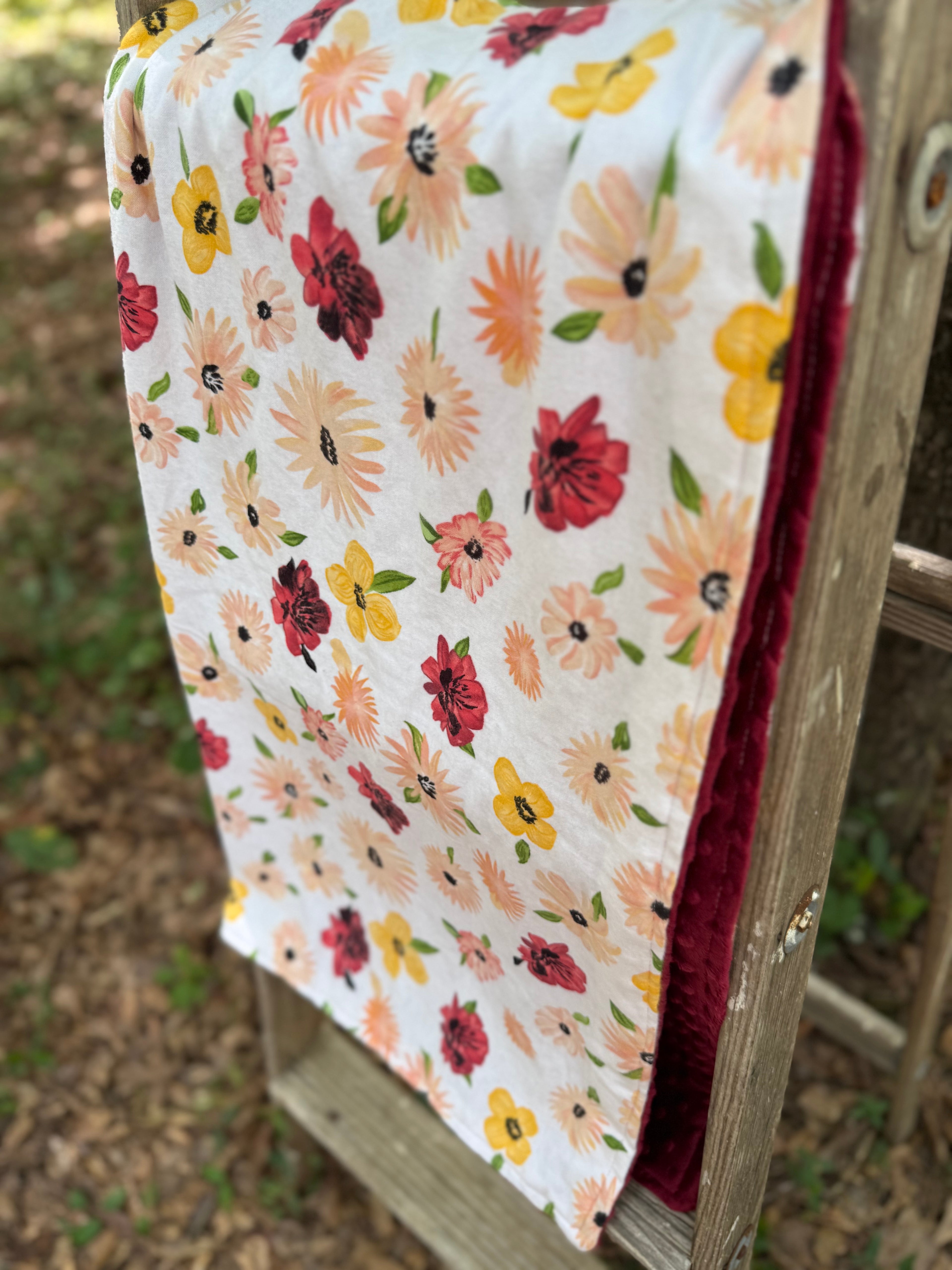 Bohemian Floral| Minky Blanket | Handmade Baby Blanket | Personalized Gift