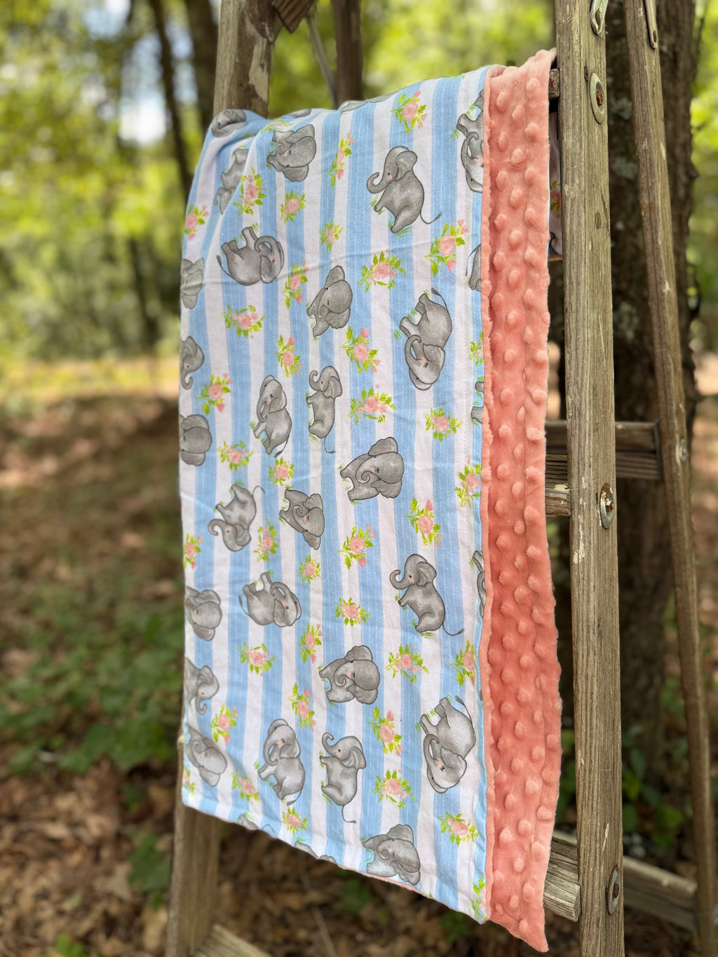 Floral Elephants | Minky Blanket | Handmade Baby Blanket | Personalized Gift