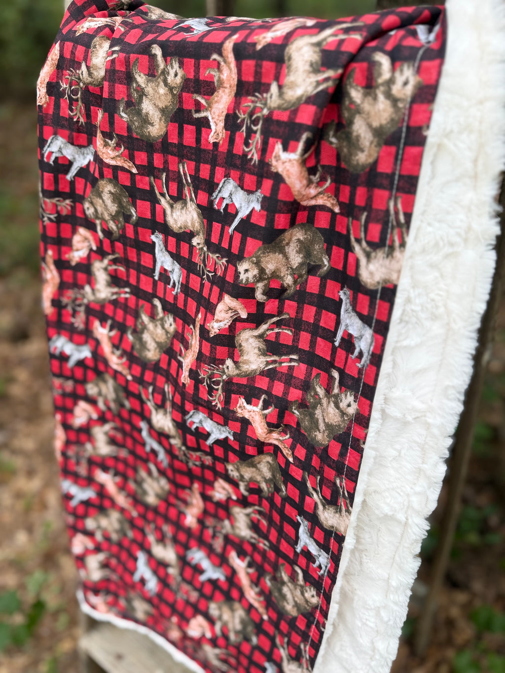 Woodland Buffalo Plaid | Minky Blanket | Handmade Baby Blanket | Personalized Gift