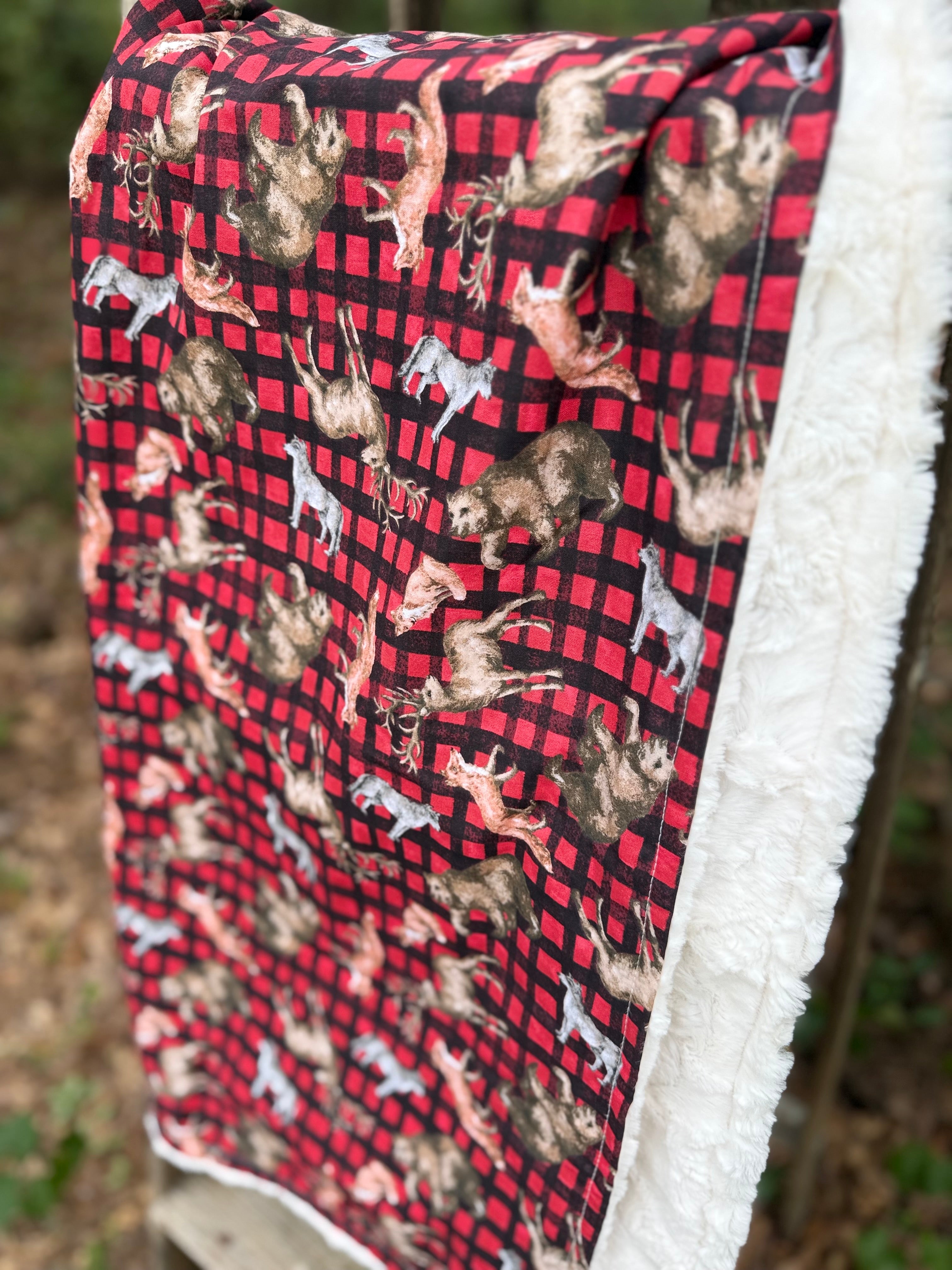Woodland Buffalo Plaid | Minky Blanket | Handmade Baby Blanket | Personalized Gift