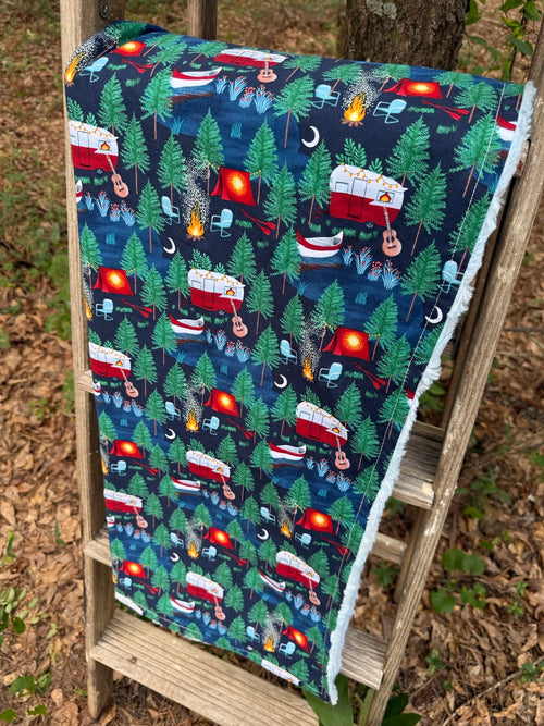 Campfire Adventure| Minky Blanket | Handmade Baby Blanket | Personalized Gift