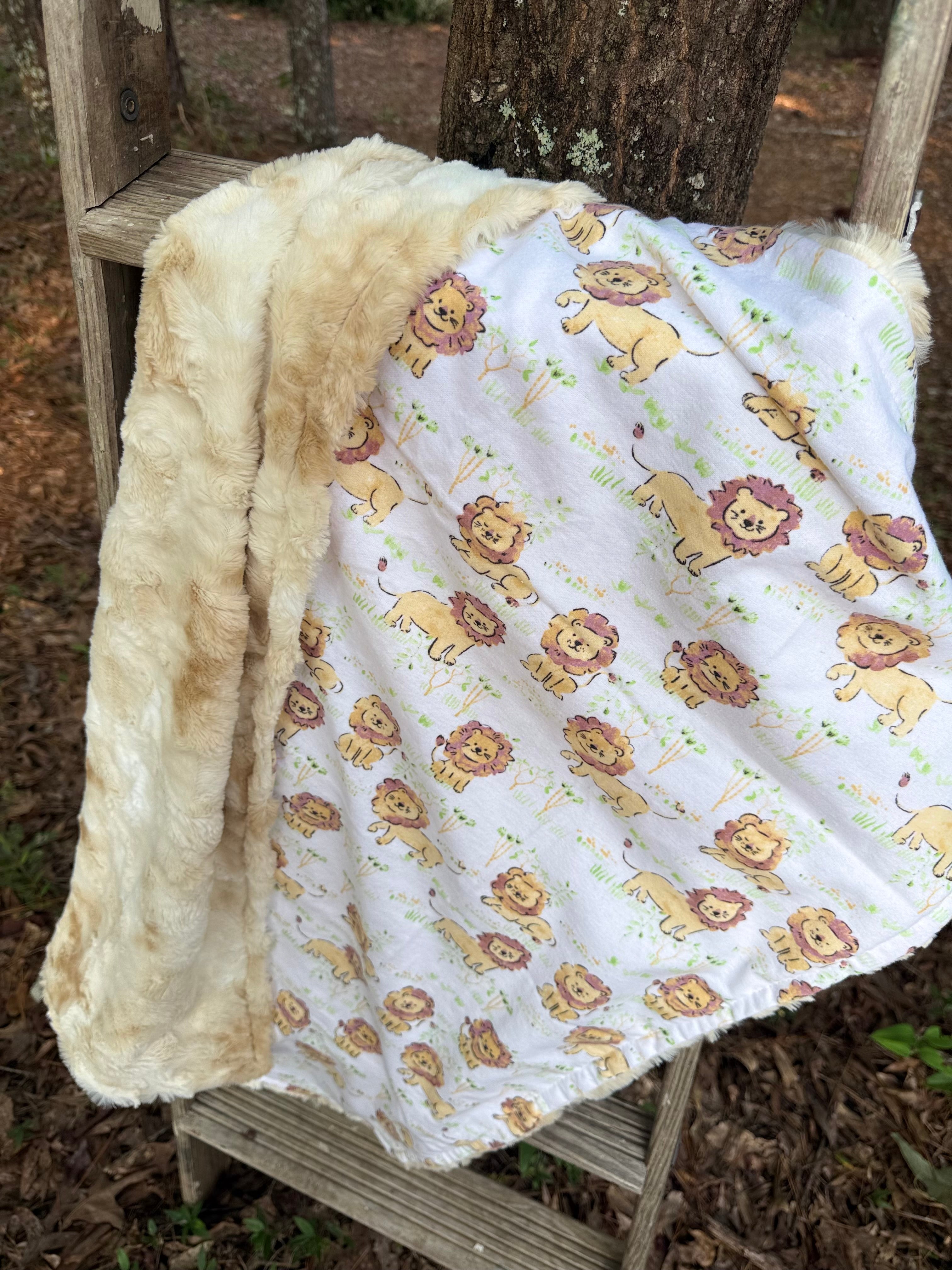 Lion Minky Blanket | Handmade Baby Blanket | Personalized Gift