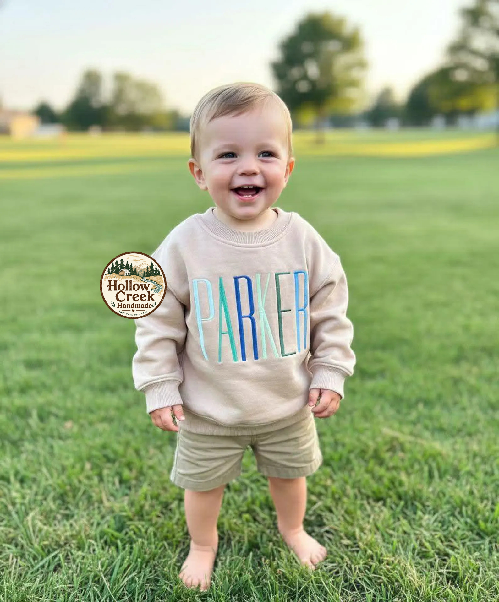 Personalized Toddler Sweatshirt, Embroidered Name Crewneck, Neutral Kids Pullover, Custom Baby Boy Gift