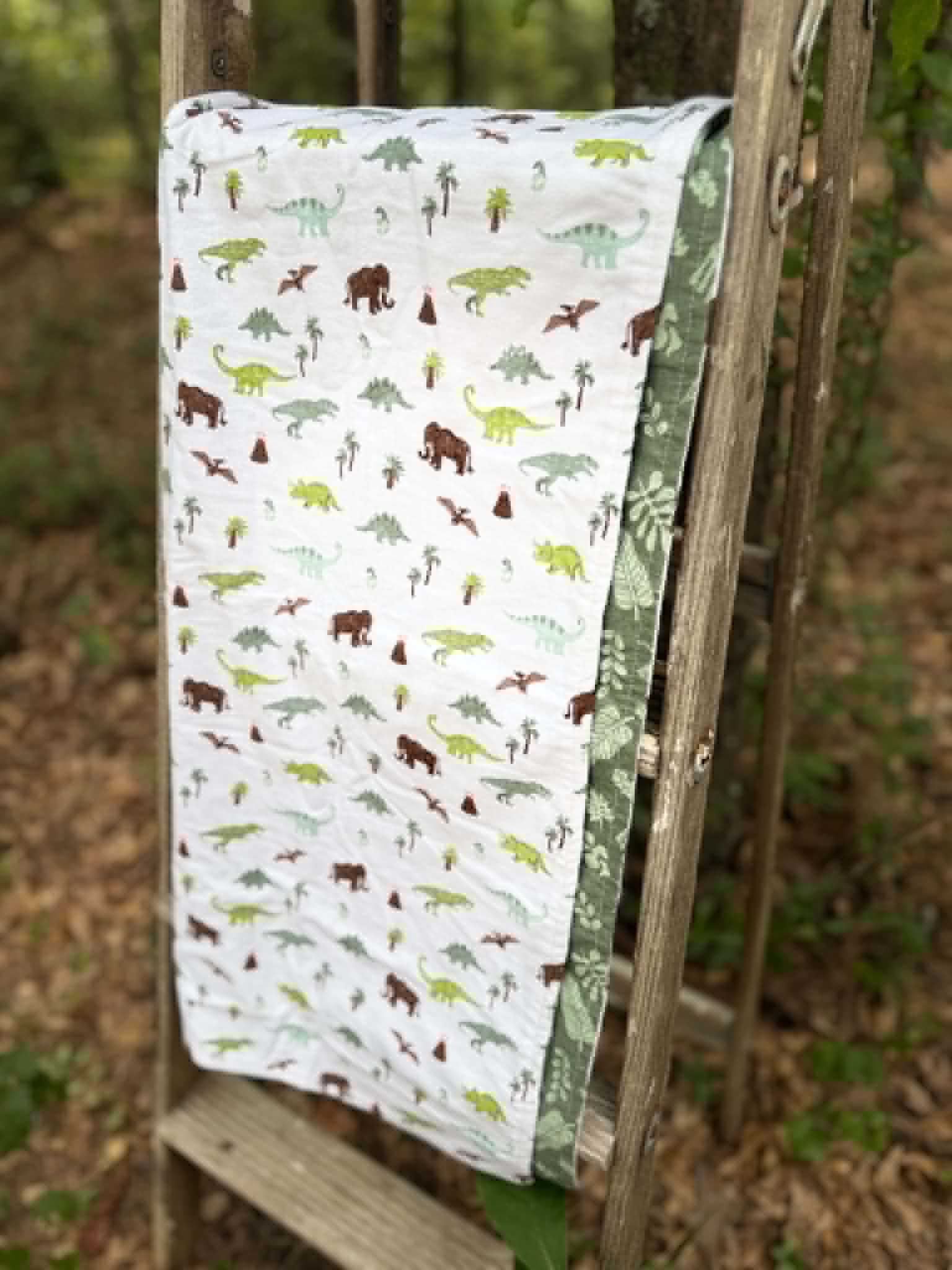 Dinosaur Flannel Blanket | Handmade Baby Blanket | Personalized Gift