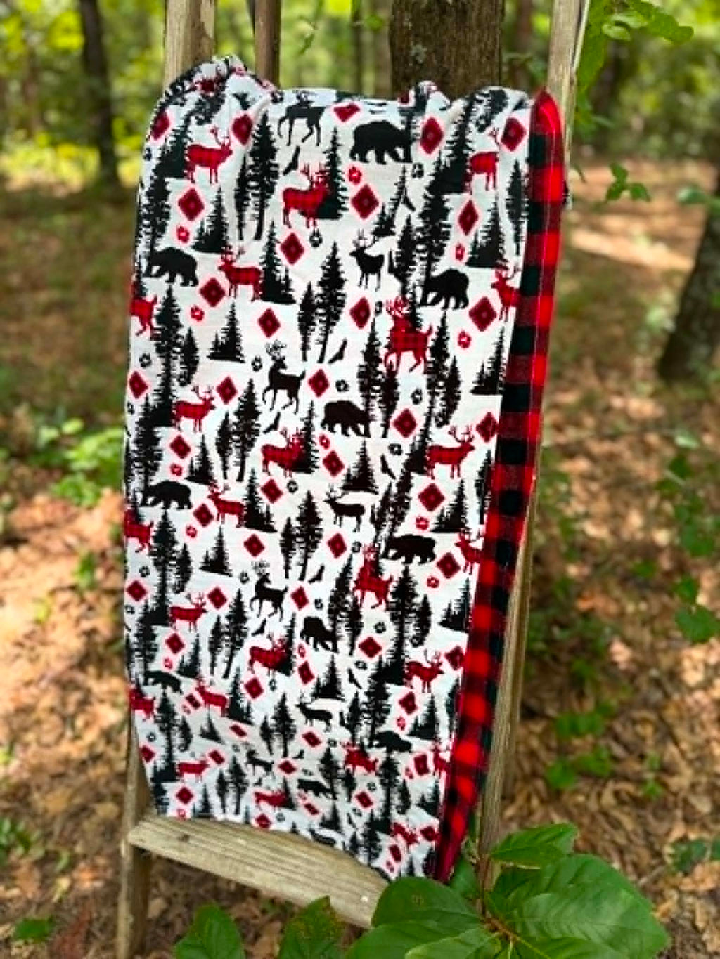 Buffalo Plaid Woodland Minky Blanket | Handmade Baby Blanket | Personalized Gift
