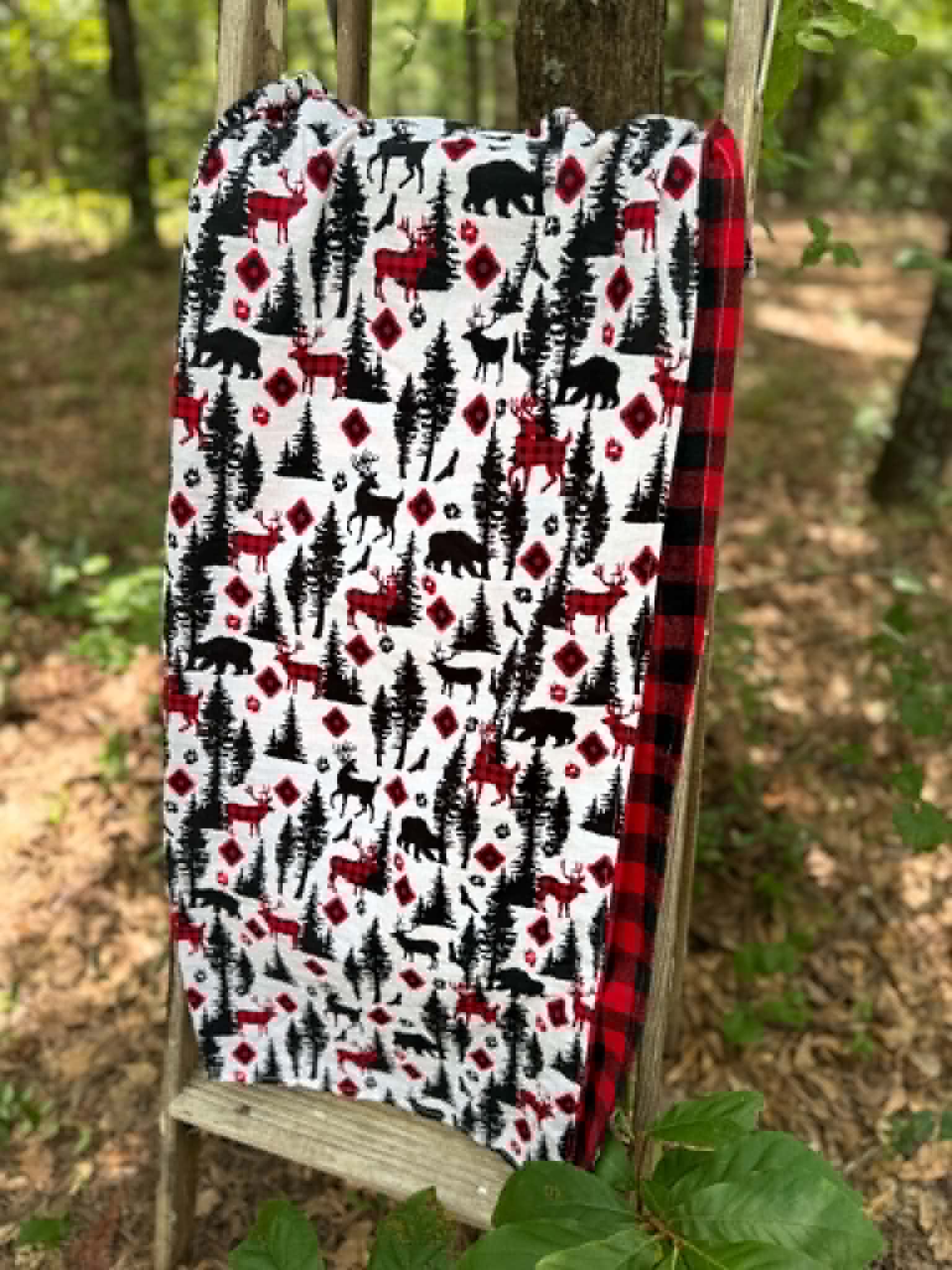 Buffalo Plaid Woodland Minky Blanket | Handmade Baby Blanket | Personalized Gift