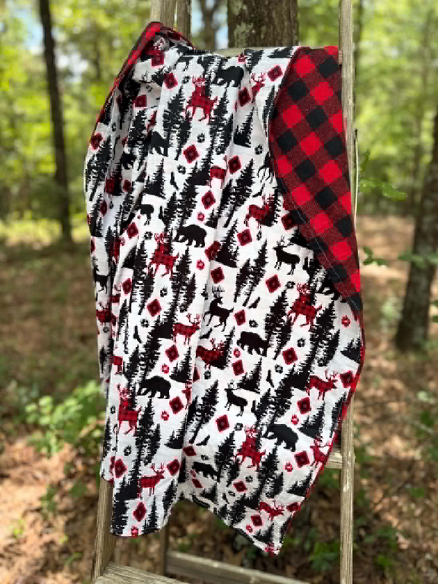 Buffalo Plaid Woodland Minky Blanket | Handmade Baby Blanket | Personalized Gift