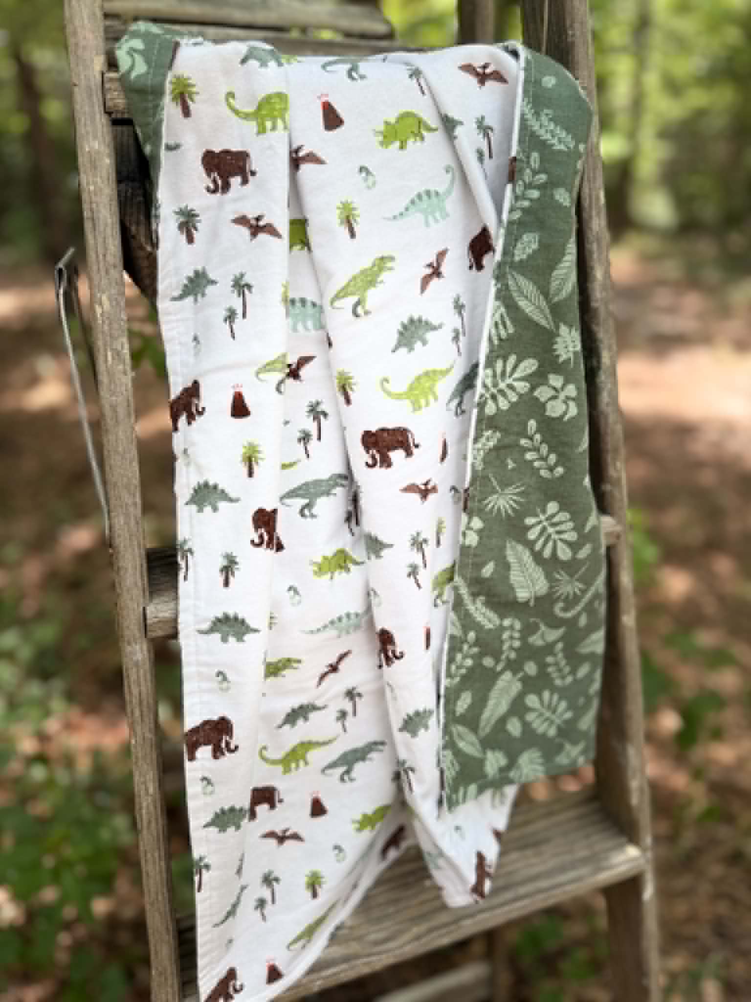 Dinosaur Flannel Blanket | Handmade Baby Blanket | Personalized Gift